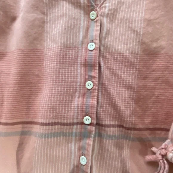 Madewell peach orange plaid button front blouse - Picture 4 of 5